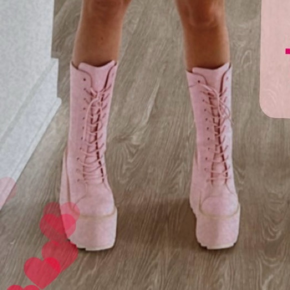 YRU Dolls Kill Bubblegum Pink Platform Boots - Picture 3 of 3